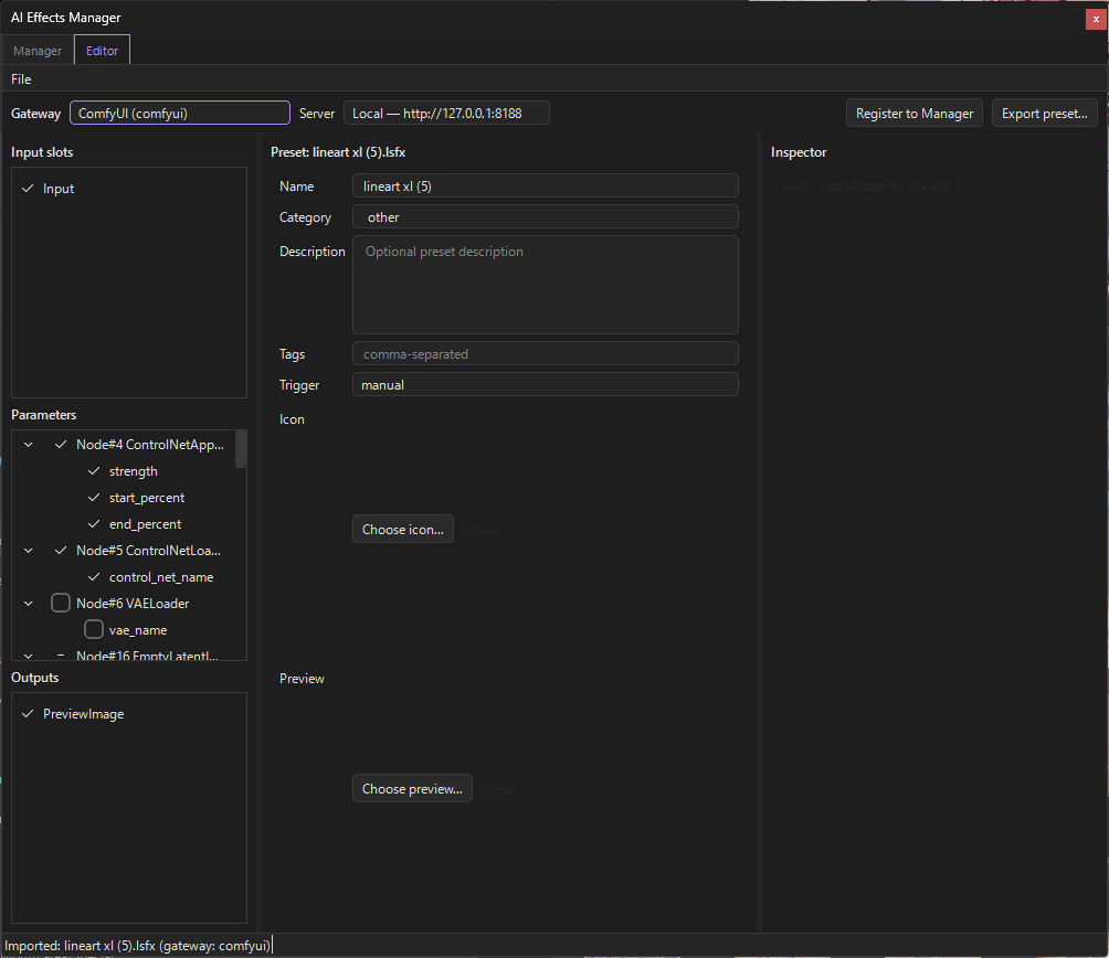 Effect Editor の画面